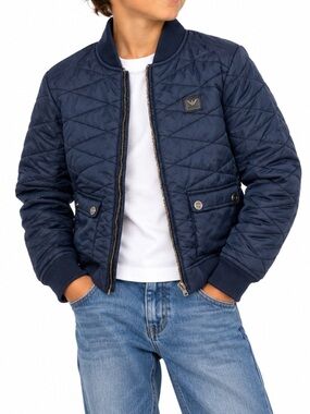 Armani Junior Boys Navy Quilted Bomber Jacket Designer Kids 8A 130cm